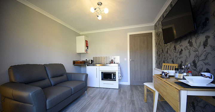 Our self catering accommodation in Portree has an open plan design with smart tv andd kitchenette